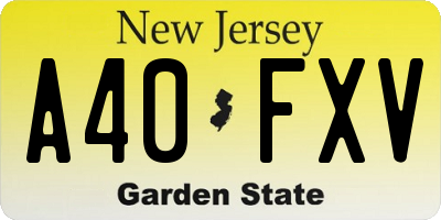 NJ license plate A40FXV
