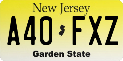 NJ license plate A40FXZ