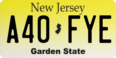 NJ license plate A40FYE