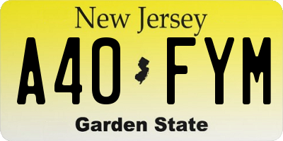 NJ license plate A40FYM