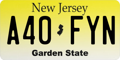 NJ license plate A40FYN