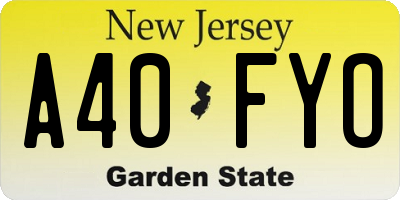 NJ license plate A40FYO