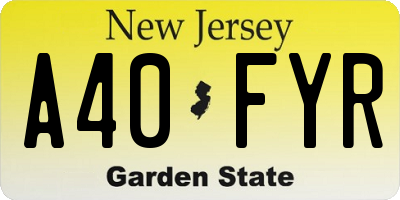 NJ license plate A40FYR
