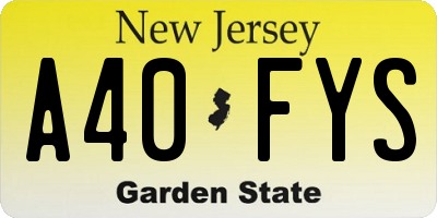NJ license plate A40FYS