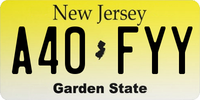 NJ license plate A40FYY