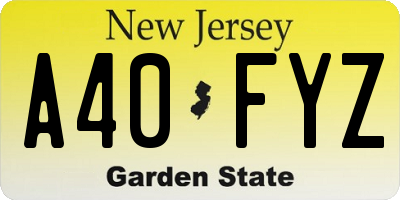 NJ license plate A40FYZ