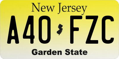 NJ license plate A40FZC