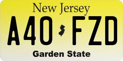 NJ license plate A40FZD
