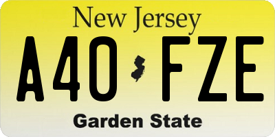 NJ license plate A40FZE