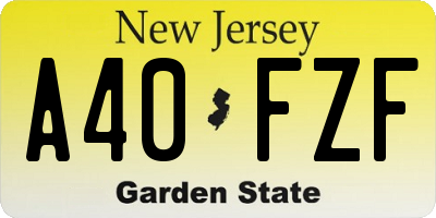 NJ license plate A40FZF