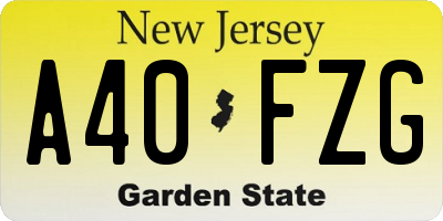NJ license plate A40FZG