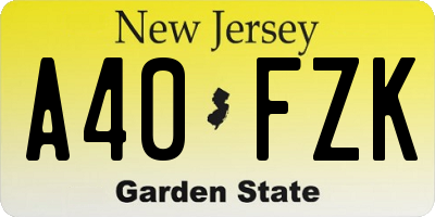 NJ license plate A40FZK