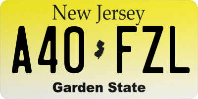 NJ license plate A40FZL