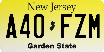 NJ license plate A40FZM