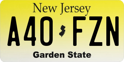 NJ license plate A40FZN