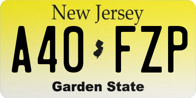 NJ license plate A40FZP