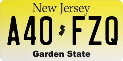 NJ license plate A40FZQ
