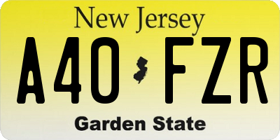 NJ license plate A40FZR