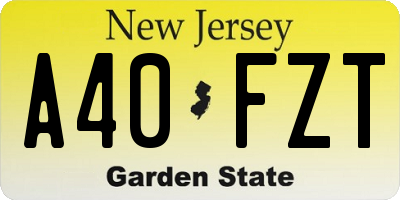 NJ license plate A40FZT