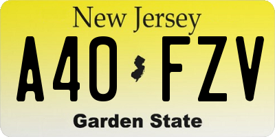 NJ license plate A40FZV