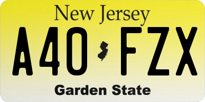 NJ license plate A40FZX
