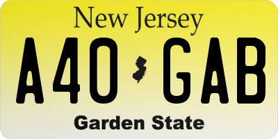 NJ license plate A40GAB