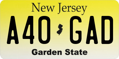 NJ license plate A40GAD