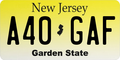 NJ license plate A40GAF