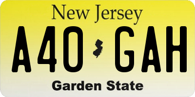 NJ license plate A40GAH