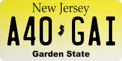 NJ license plate A40GAI