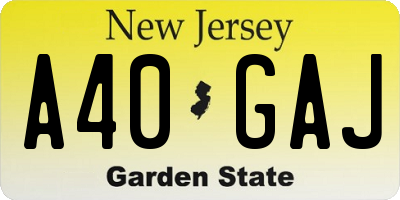 NJ license plate A40GAJ