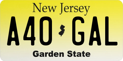 NJ license plate A40GAL