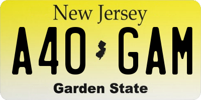 NJ license plate A40GAM