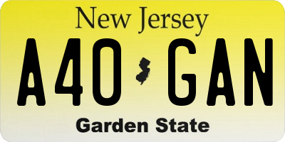 NJ license plate A40GAN