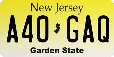 NJ license plate A40GAQ