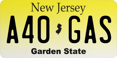 NJ license plate A40GAS