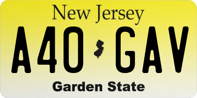 NJ license plate A40GAV