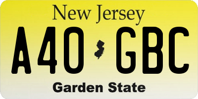 NJ license plate A40GBC