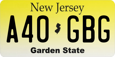 NJ license plate A40GBG