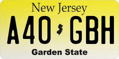 NJ license plate A40GBH