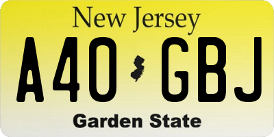 NJ license plate A40GBJ