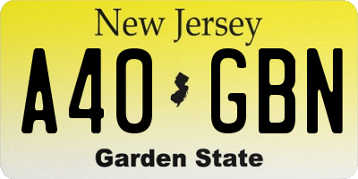 NJ license plate A40GBN