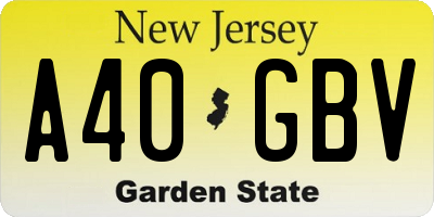 NJ license plate A40GBV