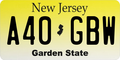 NJ license plate A40GBW