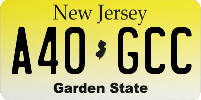 NJ license plate A40GCC