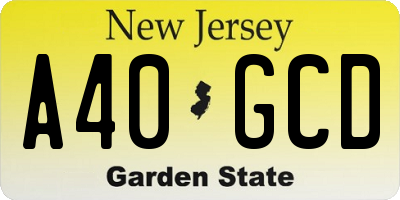 NJ license plate A40GCD