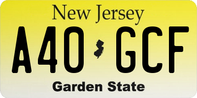 NJ license plate A40GCF