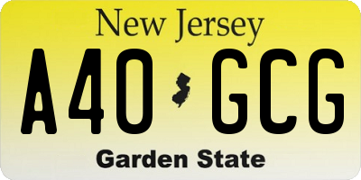 NJ license plate A40GCG