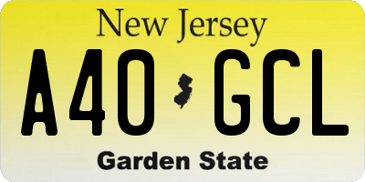 NJ license plate A40GCL