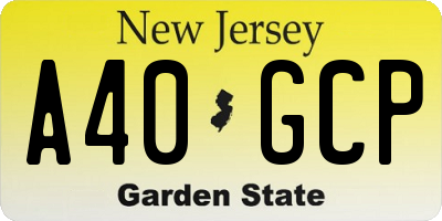 NJ license plate A40GCP